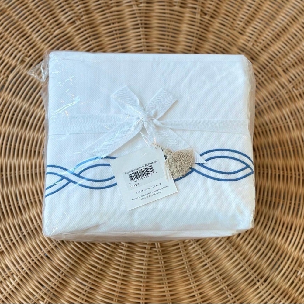 NEW Serena & Lily Bainbridge Piqué Duvet Cover (K/CK)-French Blue